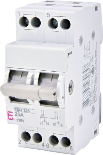 Přepínač sítí SSQ 225 I-0-II 2pól AC-22A 25A 230/400V AC ETI
