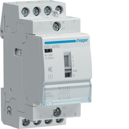 Stykač ERC425S snížená hlučnost 25A 4S 230V AC HAGER
