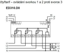 Elektroměr EDIN 310.D0 - 5-63A, třífázový, 2 až 4-tarifní s LCD displejem, IP20 (1)