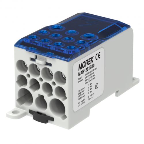 Distribuční blok OJL 280A vstup 1xAl/Cu120mm2 výstup 2x35/5x16/4x10mm2 modrá