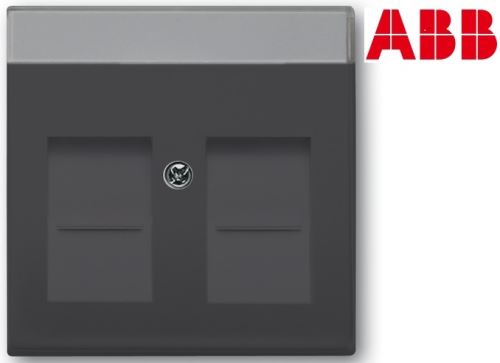 ABB 1710-0-3627 Kryt zásuvky komunikační s popisovým polem, s clonkami Future® linear, Solo® antracitová