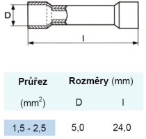 Spojka Cu kabelová lisovací SI 2,5 s izolací PVC modrá (1)