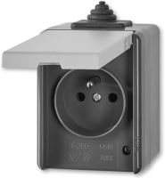 ABB PRAKTIK venkovní zásuvka IP44 s víčkem, 5518-2929 S šedá