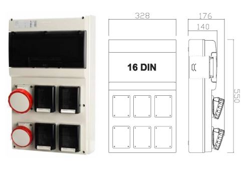 Zásuvková rozvodnice jištěná, 6x zásuvka, IP66 SCAME - D563.4011-6