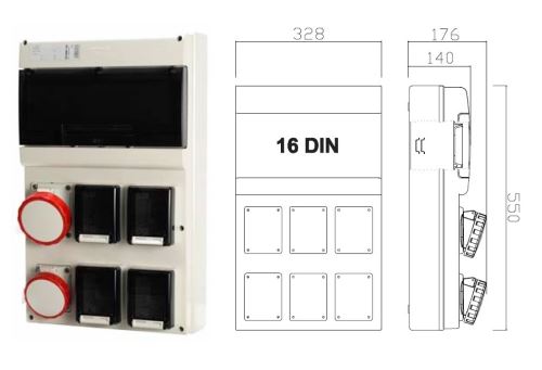 Zásuvková skříň nejištěná SCAME 230V/400V - 16A/32A, IP66 (D563.4011)