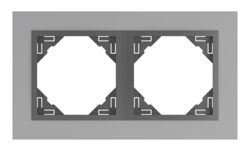 Dvojnásobný rámeček METALLO 90920 TUS - hliník/ šedá (kov) LOGUS90