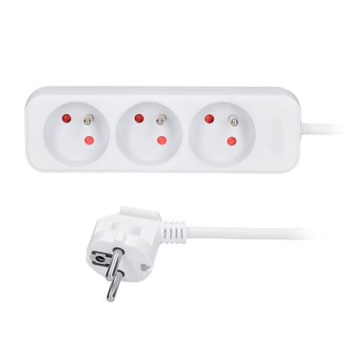 Prodlužovací kabel 5m, 3 zásuvky bílý