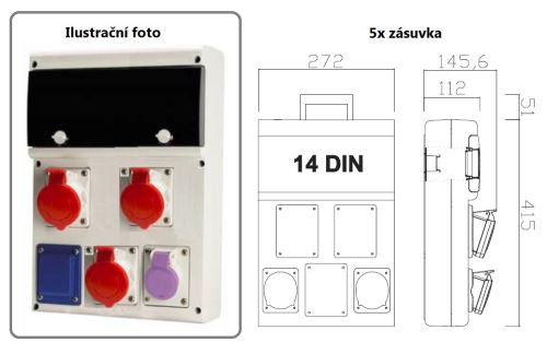 Zásuvková skříň SELV s chráničem SCAME 24V/230V/400V - 16A/32A, IP54 (632.31152-111F2)