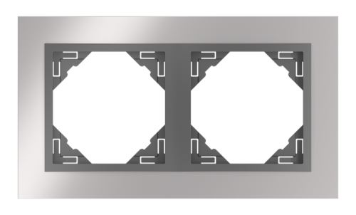 Dvojnásobný rámeček METALLO 90920 TRS - chrom/ šedá (kov) LOGUS90