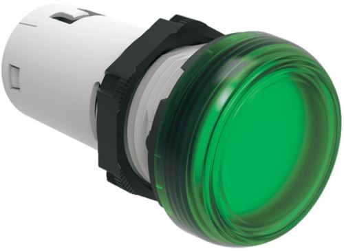 Kompaktní signálka LED 110V AC Ø22mm chromovaný plast zelená