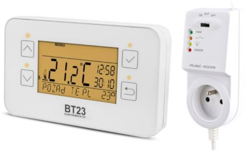 Bezdrátový termostat ELEKTROBOCK BT23 s dotykovým ovládáním, digitální, týdenní program