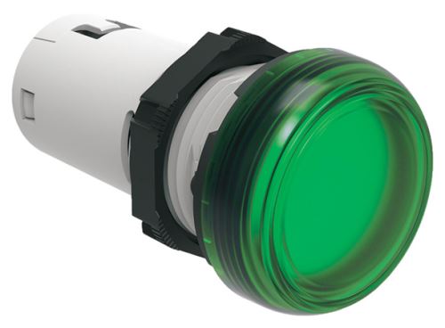 Kompaktní signálka LED 230V AC Ø22mm chromovaný plast zelená
