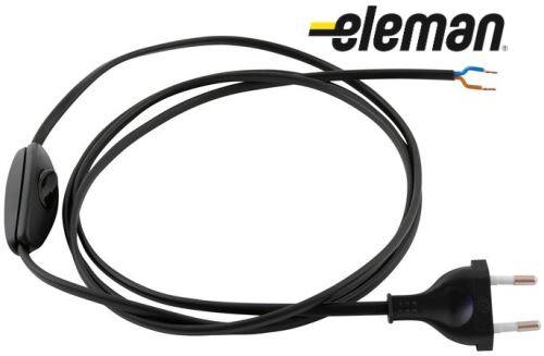 Vypínač plastový s flexi kabelem 2m (2x0,75/120+80Č) 1pólový černá ELEMAN