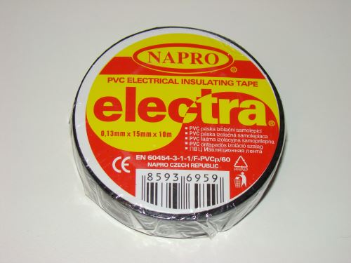 Elektroizolační páska PVC ELECTRA NAPRO 15mm x 10m černá