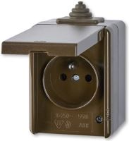 ABB PRAKTIK venkovní zásuvka IP44 s víčkem, 5518-2929 H hnědá