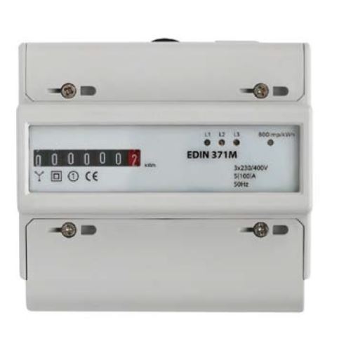 Elektroměr EDIN 371M - 5-100A, třífázový, 1-tarifní s mechanickým číselníkem, IP20