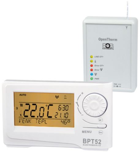 Bezdrátový termostat ELEKTROBOCK BT52 OpenTherm komunikace OT+ digitální