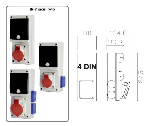 Zásuvková rozvodnice jištěná, s chráničem, 1x zásuvka, IP44 SCAME - 632.1-000F2