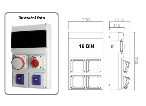 Zásuvková skříň SCAME 230V / 400V (63A) IP54 - jištěná, D541.200020-2