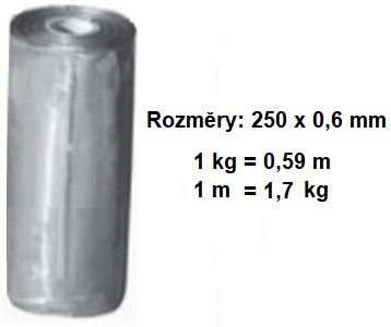 Plech olověný 250x0,6mm (1kg = 0,59m)