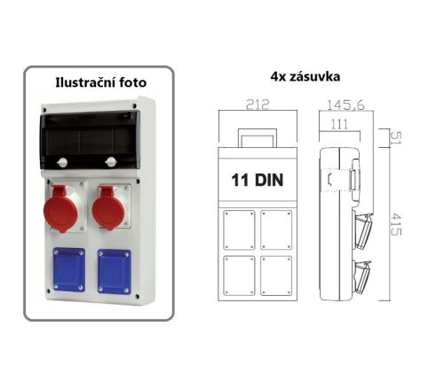 Zásuvková skříň SCAME 230V / 400V (16A, 32A) IP54 - jištěná, 632.3122-012