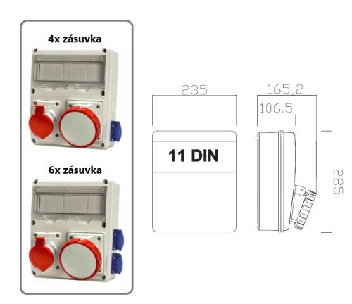 Zásuvková skříň nejištěná SCAME 230V/400V - 16A/63A, IP54 (633.61W)