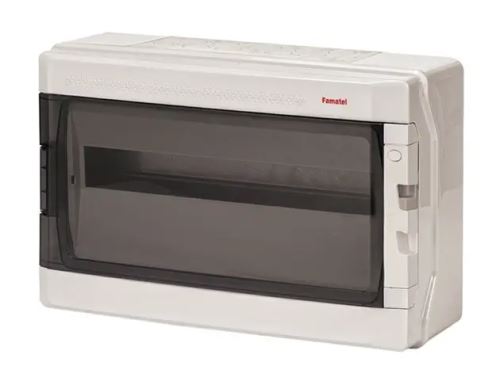 Venkovní rozvaděč na zeď IP65 FAMATEL AcquaPLUS  39018, 18 modulů průhledné dveře