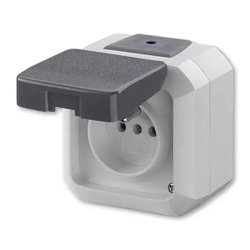 ABB VARIANT+ venkovní zásuvka IP54 s víčkem, 5519N-C02510 S šedá, bezšroubové svorky