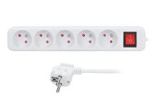 Prodlužovací kabel 2m s vypínačem, 5 zásuvek, bílý SOLIGHT (PP51)