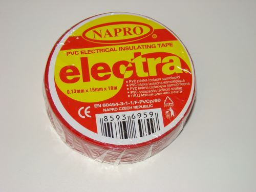 Elektroizolační páska PVC ELECTRA NAPRO 15mm x 10m červená