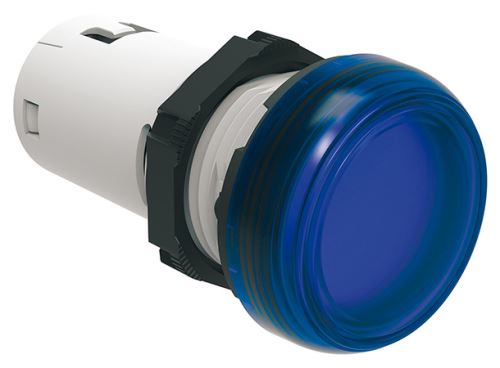Kompaktní signálka LED 230V AC Ø22mm chromovaný plast modrá