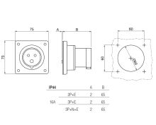 Přívodka vestavná OPTIMA se změnou fáze, rovná, 3P+N+E, 400V/ 16A, IP44 SCAME - 243.1697RV (1)