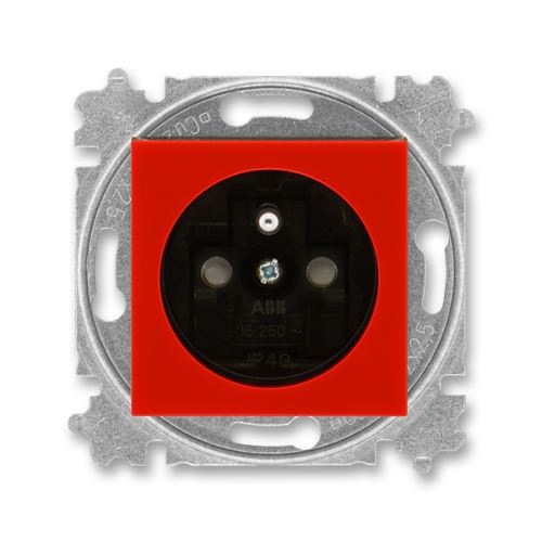 ABB 5519H-A02357 65 Zásuvka jednonásobná s clonkami Levit® červená/ kouřová černá
