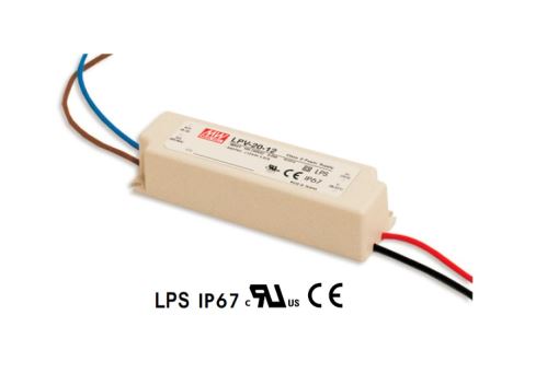Napájecí spínaný zdroj pro LED LPV- 20-12 MEAN WELL 12V 20W IP67