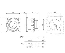 Přívodka vestavná OPTIMA rovná 3P+E, 400V/ 16A, IP67 SCAME - 248.1696 (1)