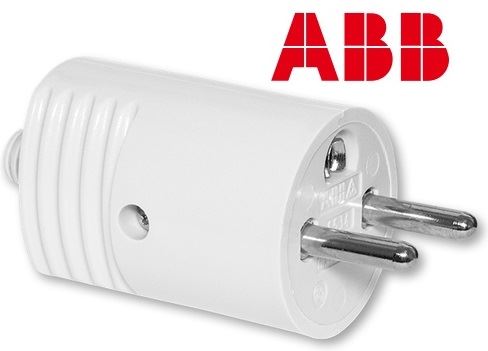 ABB 5534N-C02100 B Vidlice dvojpólová s ochranným kontaktem, s přímým vývodem bílá