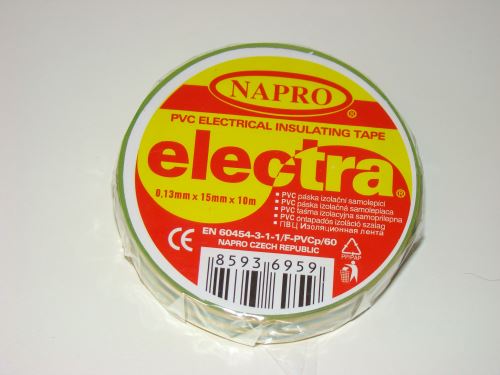 Elektroizolační páska PVC ELECTRA NAPRO 15mm x 10m žluto-zelená