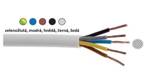 Kabel H05VV-F 5G1,5 mm2 (CYSY) bílá
