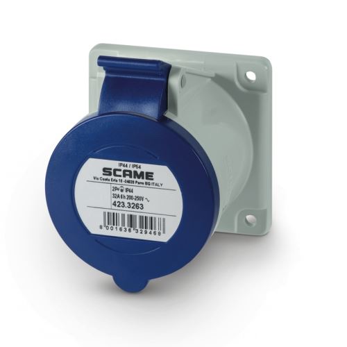 Zásuvka vestavná OPTIMA rovná, 2P+E, 230V/ 32A, IP44/ IP54 SCAME - 423.3263
