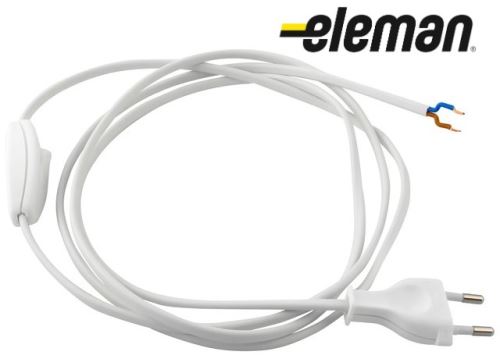 Vypínač plastový s flexi kabelem 2m (2x0,75/120+80B) 1pólový bílá ELEMAN