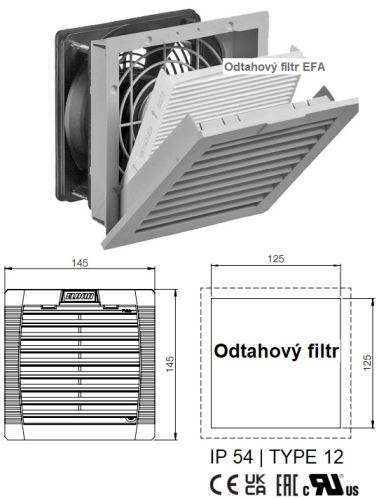 Odtahový filtr výstupní 125x125 IP54 EFA200R5 ELDON