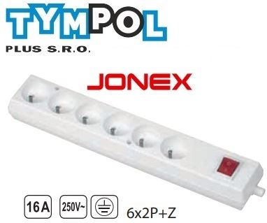 Zásuvka 6-násobná s vypínačem GN-670WS bílá TYMPOL