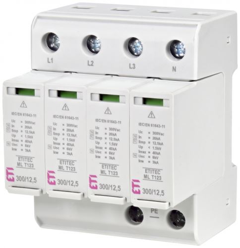 Svodič přepětí ETITEC ML T123 300/12,5 4+0 ETI 002440667