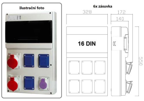 Zásuvková skříň SELV jištěná SCAME 24V/230V/400V - 16A/32A, IP54 (D561.301101-1)