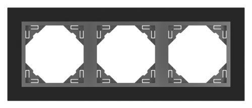 Trojnásobný rámeček CRYSTAL 90930 TES - sklo černá/ šedá LOGUS90
