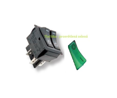 Spínač kolébkový dvojitý ON-OFF I4815 10A/250V prosvětlená zelená