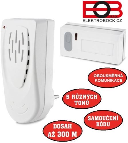 Zvonek bezdrátový síťový 230V BZ911 SIRÉNA obousměrná komunikace