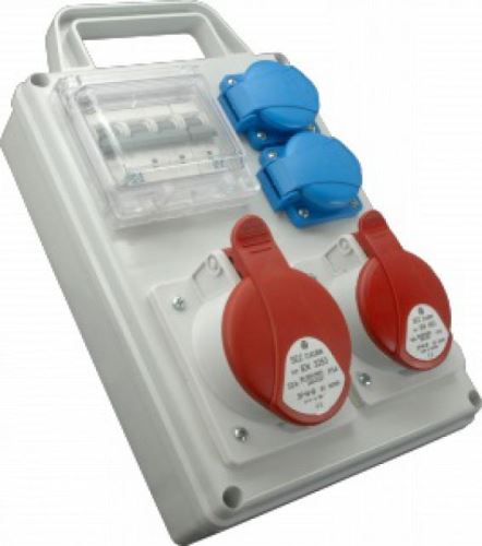 Zásuvkový rozvaděč SEZ 230V / 400V (32A) IP44 - jištěný, s držákem, ROS-I 3200 D