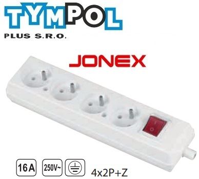 Zásuvka 4-násobná s vypínačem GN-470WS bílá TYMPOL