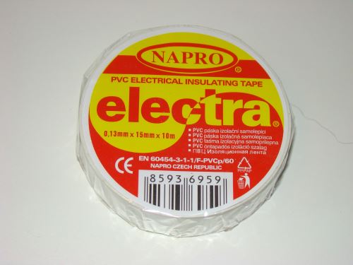 Elektroizolační páska PVC ELECTRA NAPRO 15mm x 10m bílá